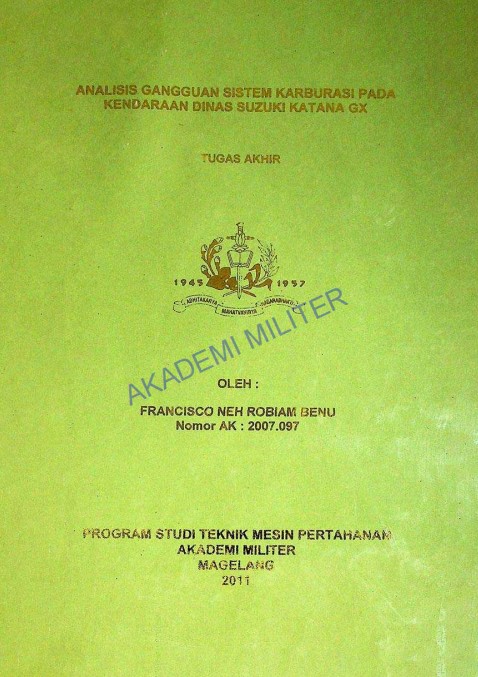ANALISIS GANGGUAN SISTEM KARBURASI PADA KENDARAAN DINAS SUZUKI KATANA GX
